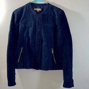 Ellen Tracy  Zip Blazer Dark Blue Denim/ Lace